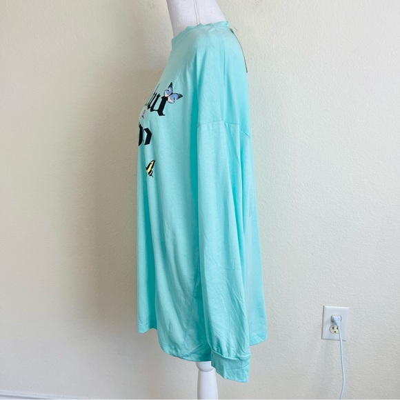 NWT Fashion Nova Mint Cute But Psycho Butterfly Long Sleeve Graphic T-Shirt - Picture 3 of 8